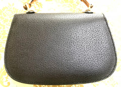 Vintage Gucci genuine pigskin black handbag purse with bamboo handle. Classic purse from collection.