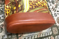 Vintage Salvatore Ferragamo leopard in safari jungle print brown leather hobo shoulder bag with golden gancini motif. Must have.