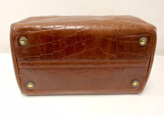 Vintage Mulberry brown croc embossed leather speedy style handbag.Classic purse by Roger Saul. 050320r8