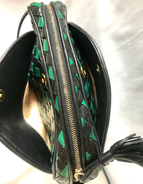 GREEN ‘Sardine’ Intrecciato Nappa Leather Bag