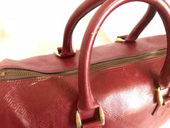 Vintage Yves Saint Laurent red brown handbag , mini duffle bag. Classic speedy bag design unisex YSL purse. 050320r13