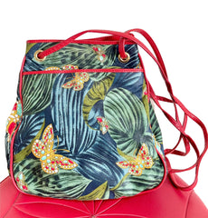 Vintage Bottega Veneta butterfly and leaf printed hobo bag with red leather trimmings. 050327ys3