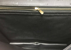 Vintage MCM black monogram briefcase, business bag, document purse with leather handle. Great masterpiece by Michael Cromer. 050320r19