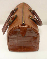 Vintage Mulberry brown croc embossed leather speedy style handbag.Classic purse by Roger Saul.