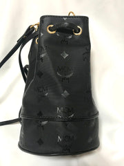 MINT. Vintage MCM black monogram small hobo bucket shoulder bag. So chic and cute. Classic vintage mini bucket purse.