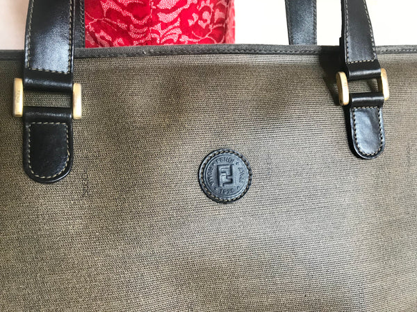 Vintage FENDI classic gray logo printed large shopper tote bag with bl –  eNdApPi ***where you can find your favorite designer  vintages..authentic, affordable, and lovable.