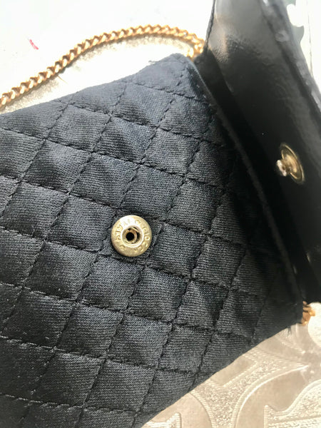 Vintage CHANEL Caviar Calfskin Leather Mini Pouch Bag Black For