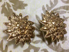 MINT. Vintage CHANEL lion design golden earrings with CC marks around lion face.