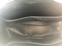 Vintage Christian Dior navy handbag with logo jacquard nylon and leather trimmings. Classic purse. 0506288e