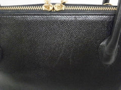 Vintage Valentino Garavani black leather bolide bag with shoulder strap, V logo, a fringe. Classic dialy use purse. 060616r1