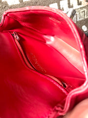 Vintage CHANEL red leather 2.55 waist purse, fanny pack, hip bag with gold CC closure and chain belt. Belt 28”- 33”(71cm~77cm).