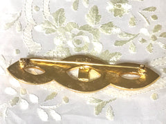 Vintage FENDI gold tone twisted design brooch pin, hat pin with FF mark. Can be used as a brooch pin, jacket brooch pin too