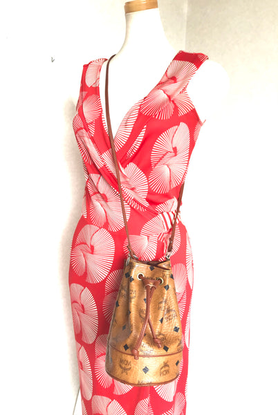 Vintage MCM brown monogram small hobo bucket bag. mini purse. So chic and  cute. at 1stDibs