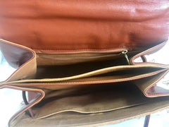 Vintage MCM classic brown monogram Kelly bag with golden logo plate. Perfect daily use bag. By Michael Cromber, Germany