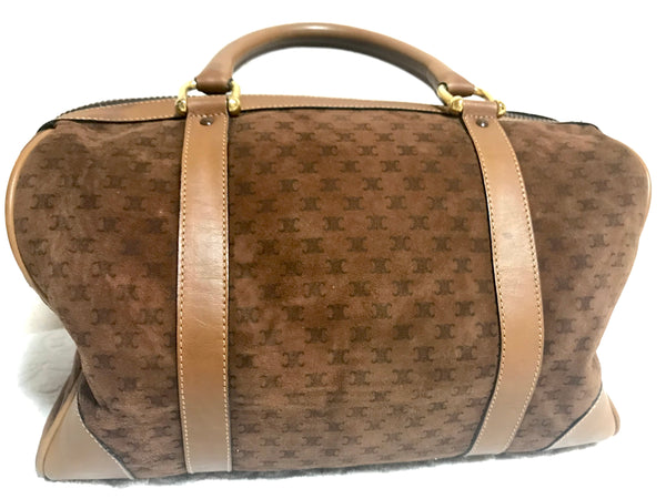 Vintage MCM brown monogram speedy bag style handbag, mini duffle