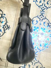 Vintage COACH navy genuine leather hobo bucket shoulder bag, classic purse. Made in Costa Rica