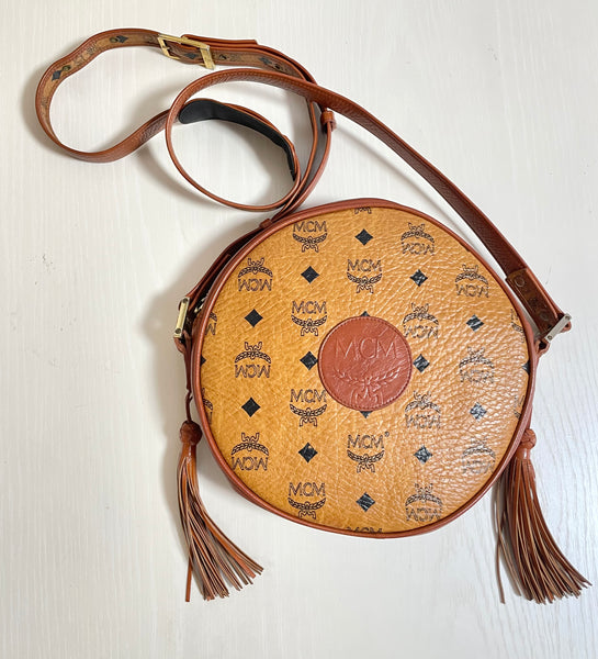 Vintage MCM brown monogram round Suzy Wong shoulder bag with brown