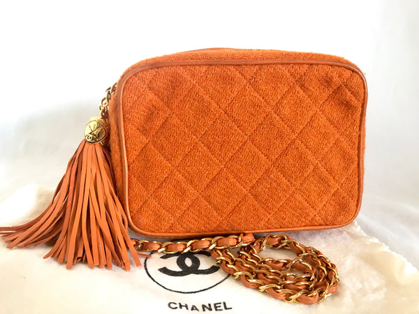 Chanel CC Suede Handbag Orange
