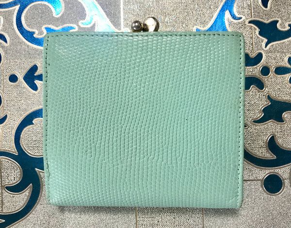Vintage Salvatore Ferragamo blue lizard embossed leather wallet