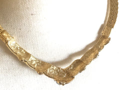 Vintage Givenchy thick and flat golden chain layered design statement necklace with clear rhinestone crystal stones. Paris, New York, Audrey