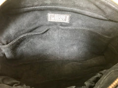 Vintage Gianni Versace black leather purse pouch, case bag with its iconic medusa face and golden logo motif charm. Unisex bag. 061122re1
