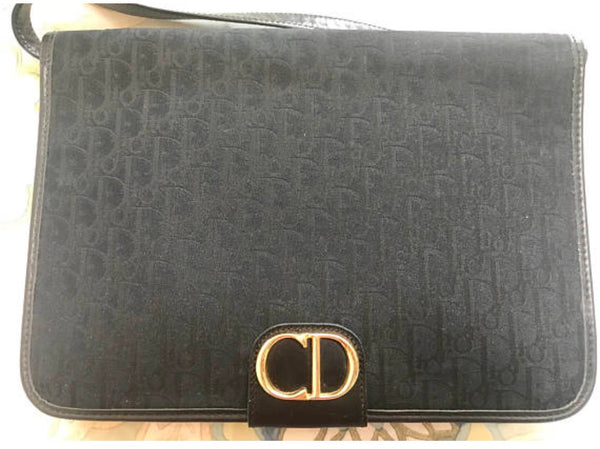 Christian Dior Cannage Logo Charm Leather Mini bag Shoulder bag Pochette  Black Vintage Old g8k6nf