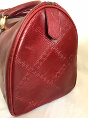 Vintage Yves Saint Laurent red brown handbag , mini duffle bag. Classic speedy bag design unisex YSL purse. 050320r13