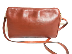 Vintage Fendi brown epi leather messenger bag, shoulder purse with iconic Janus medallion embossed motif at front. Unisex. Rare bag.