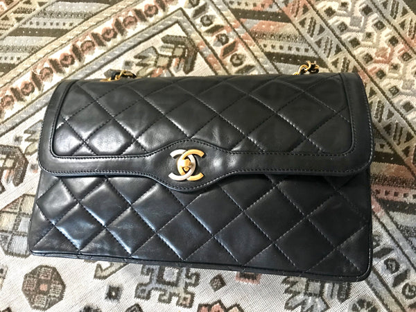 OFV 20210526 Vintage Chanel black lamb 2.55 double flap chain shoulder –  eNdApPi ***where you can find your favorite designer  vintages..authentic, affordable, and lovable.