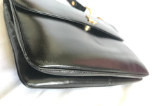 Vintage Lanvin black leather shoulder bag with logo motif. Classic masterpiece. 050320r11