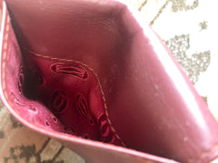 Vintage Cartier genuine wine leather square coin case with gold tone frames. must de Cartier. Unisex use. 060905r5