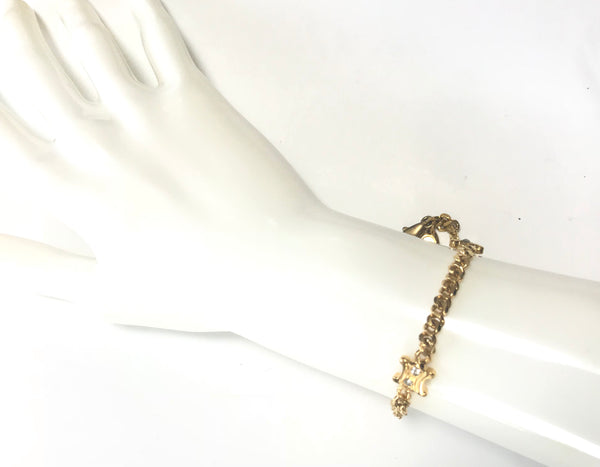 Vintage Celine gold tone chain bracelet with blaison macadam