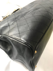 Vintage CHANEL black classic supermodel shoulder bag with golden CC. Jumbo, large shoulder purse from old era. Must have daily use Chanel.