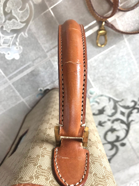 Vintage Celine beige macadam blaison handbag with brown leather