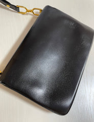 Vintage Lanvin black leather shoulder bag with logo motif. Classic masterpiece. 050320r11