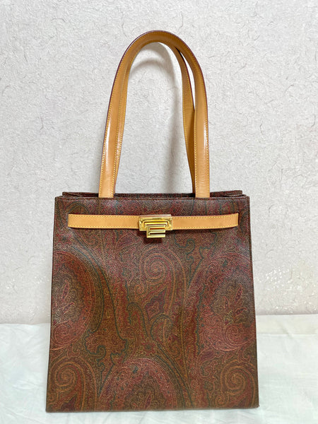 Vintage Etro Classic Wine Paisley Kelly Bag Style Shoulder Bag -   Denmark