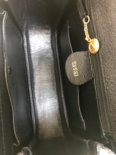 Vintage Gucci Black Pigskin Large Trapezoid Shape Shoulder Bag