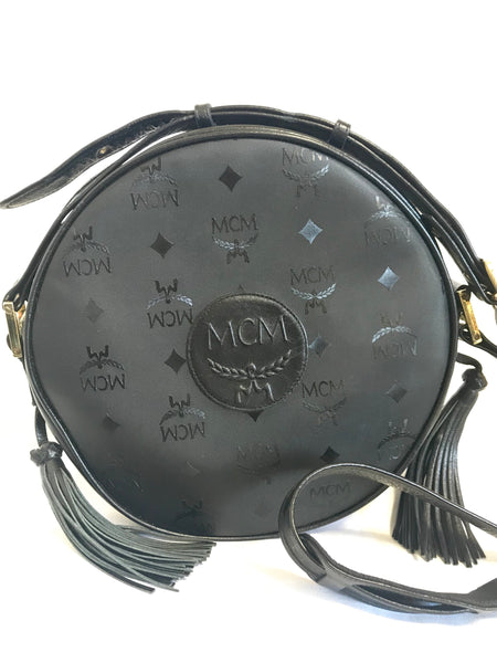 Vintage MCM black monogram rare round shape shoulder bag with black le –  eNdApPi ***where you can find your favorite designer  vintages..authentic, affordable, and lovable.