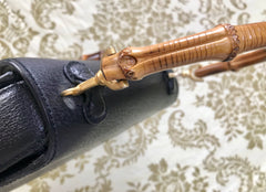 Vintage Gucci genuine pigskin black handbag purse with bamboo handle. Classic purse from collection.