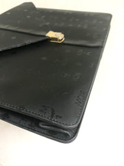 Vintage MCM black monogram briefcase, business bag, document purse with leather handle. Great masterpiece by Michael Cromer. 050320r19