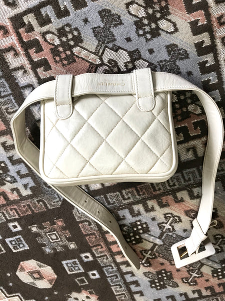 Chanel White Quilted Cambon Waist Pouch Fanny Pack 2way Crossbody
