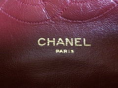 70's, 80's Vintage Chanel wine, bordeaux lambskin rare 2.55 double flap chain shoulder bag. One-of-a-kind bag back in the era.