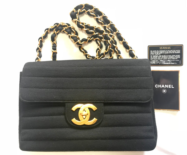 Vintage Chanel classic medium double Flap jersey bag 1997-1999 Wth Reissue  Chain 