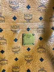 Vintage MCM brown monogram large tote bag with long straps. Classic style for unisex use. By Michael Cromer.