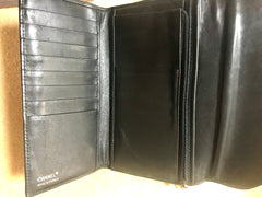 Vintage CHANEL black leather wallet with large CC stitch mark. Rare wallet from Chanel in 90’s. 050320r9