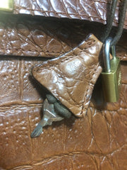 Vintage Mulberry croc embossed leather Kelly bag with shoulder strap. Roger Saul era. Rare masterpiece. 050201rl