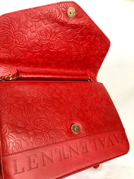 Vintage Valentino Garavani red leather chain shoulder bag with rose fl –  eNdApPi ***where you can find your favorite designer  vintages..authentic, affordable, and lovable.