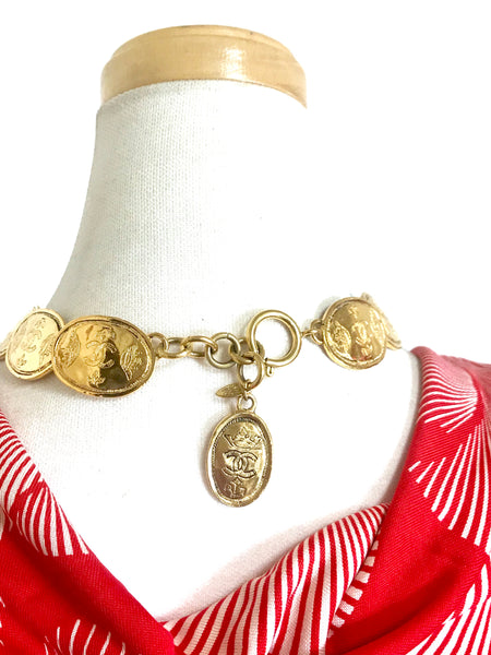 Used LV Necklace] Louis Vuitton Popular Coin Charm Necklace Gold Red