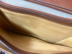 Vintage Gucci brown leather micro GG print shoulder bag with iconic golden large round GG motif. Rare masterpiece purse.