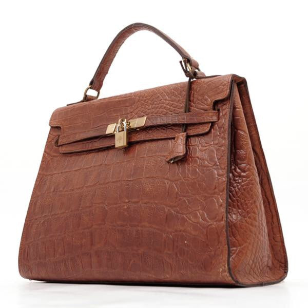 Stunning vintage juvinille crocodile skin kelly style handbag